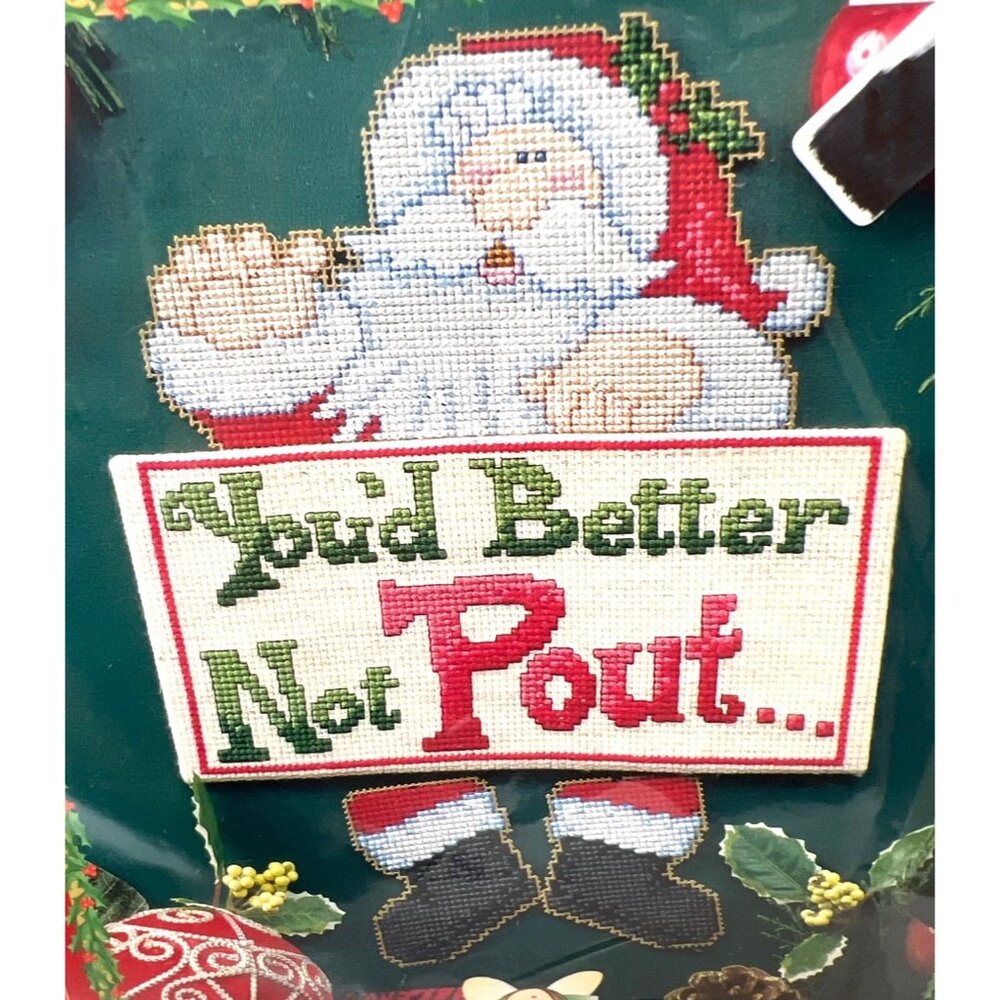 Christmas Cross-Stitch Kit "Youd Better Not Pout" By True Colors